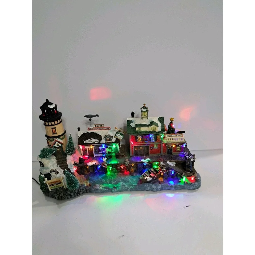LIGHTED NAUTICAL SCENE RARE‎ LIGHTHOUSE CAPE COD PIRATES PARROT CHRISTMAS BOX